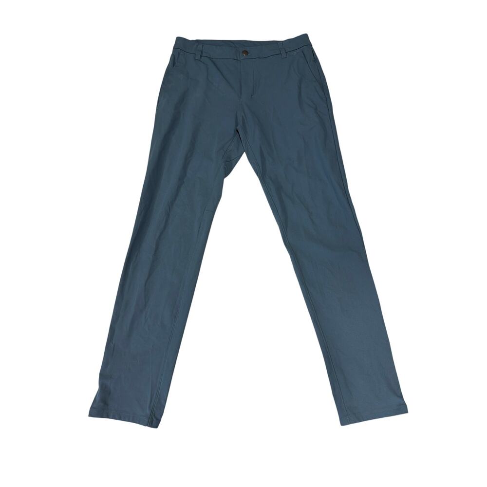 Lululemon Commission Pants Men's Sz 32 Iron Blue Slim Fit Warpstreme M5974S
